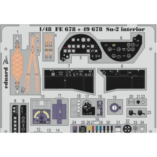 PHOTO-ETCHED SET 1/48 SU-2 INTERIOR (SELF ADHESIVE), FOR ZVEZDA KIT 1/48 EDUARD FE678