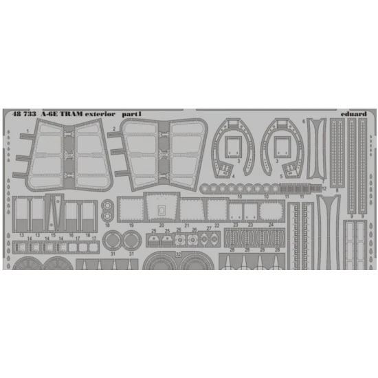 PHOTO-ETCHED SET 1/48 A-6E TRAM EXTERIOR, FOR KIN KIT 1/48 EDUARD 48733