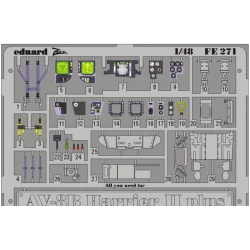 PHOTO-ETCHED SET 1/48 AV-8B HARRIER II PLUS COLOR, FOR HASEGAWA KIT 1/48 EDUARD 49271