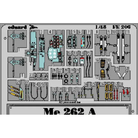 PHOTO-ETCHED SET 1/48 ME-262A, FOR TAMIYA KIT 1/48 EDUARD FE206