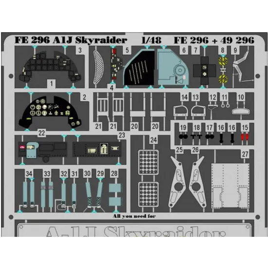 PHOTO-ETCHED SET 1/48 A-1J SKYRAIDER, FOR TAMIYA KIT 1/48 EDUARD FE296