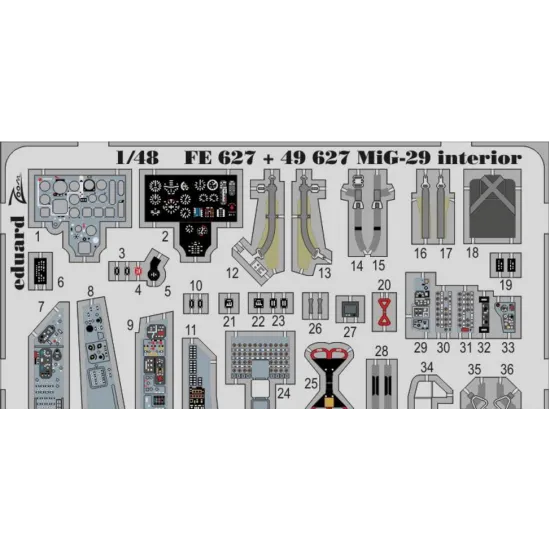 PHOTO-ETCHED SET BIG-ED 1/48 MIG-29, FOR G.W.H. KIT 1/48 EDUARD BIG-4989