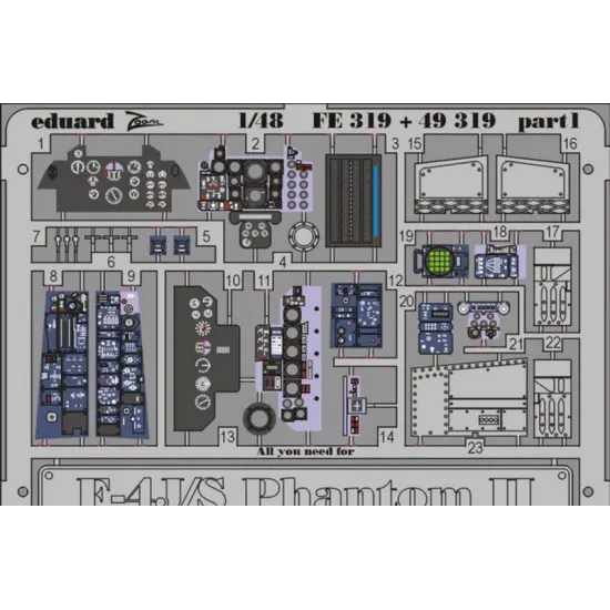 PHOTO-ETCHED SET BIG-ED 1/48 F-4J/S PHANTOM II, FOR HASEGAWA KIT 1/48 EDUARD BIG-4840