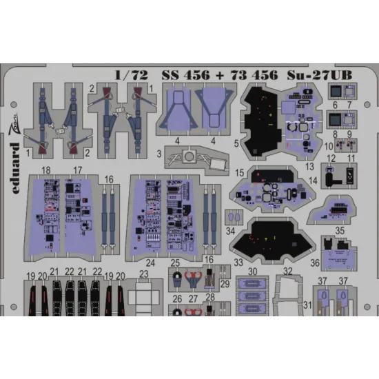 PHOTO-ETCHED SET 1/72 SU-27UB S.A, FOR TRUMPETER KIT 1/72 EDUARD EDU-73456