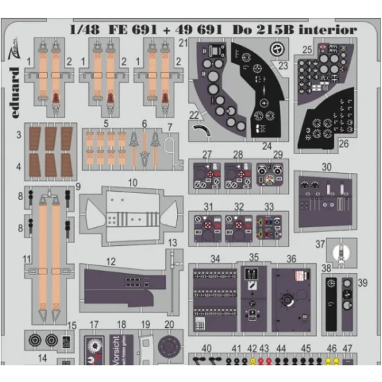 PHOTO-ETCHED SET 1/48 DO 215B INTERIOR (SELF ADHESIVE), FOR ICM KIT 1/48 EDUARD FE691