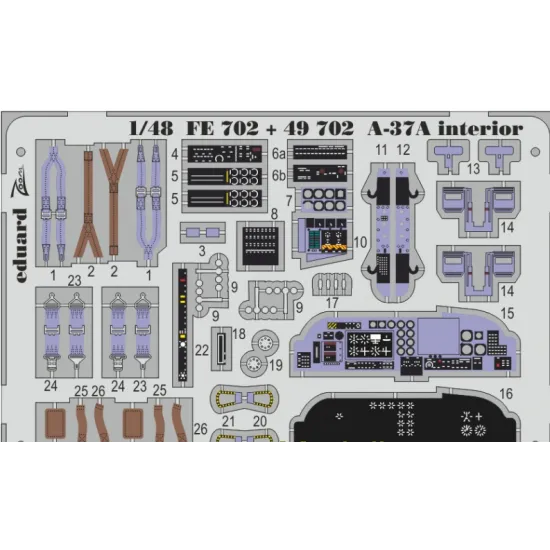 PHOTO-ETCHED SET 1/48 A-37A INTERIOR (SELF ADHESIVE), FOR TRUMPETER KIT 1/48 EDUARD FE702