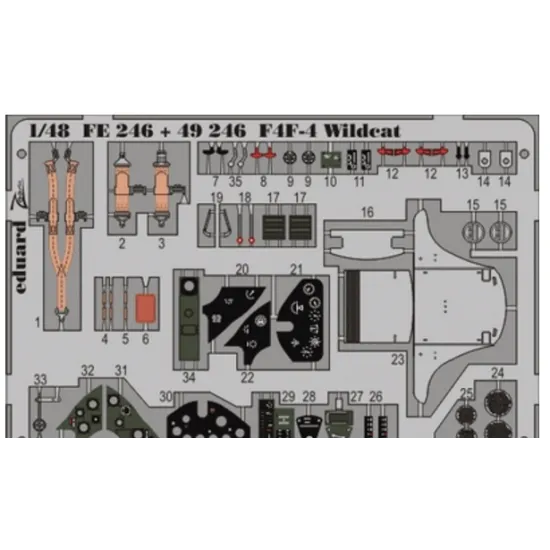 PHOTO-ETCHED SET 1/48 F4F-4 WILDCAT, FOR TAMIYA KIT 1/48 EDUARD FE246