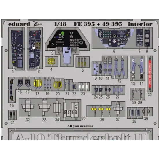 PHOTO-ETCHED SET 1/48 A-10 THUNDERBOLT II INTERIOR, FOR HOBBY BOSS KIT 1/48 EDUARD 49395