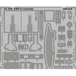 PHOTO-ETCHED SET 1/72 F6F-3 EXTERIOR, FOR EDUARD KIT 1/72 EDUARD EDU-72522