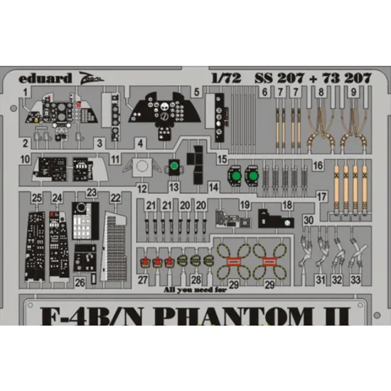 PHOTO-ETCHED SET 1/72 F-4B/N PHANTOM II, FOR HASEGAWA KIT 1/72 EDUARD EDU-73207