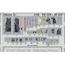 PHOTO-ETCHED SET 1/48 F-16C BLOCK 25 FIGHTING FALCON S.A., FOR TAMIYA KIT 1/48 EDUARD 49419