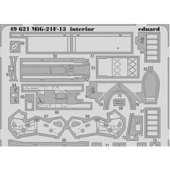 PHOTO-ETCHED SET 1/48 MIG-21F-13 S.A., FOR TRUMPETER KIT 1/48 EDUARD 49621