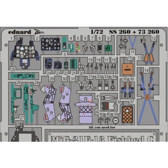 PHOTO-ETCHED SET 1/72 MIG-21F-13 FISHBED C, FOR REVELL KIT 1/72 EDUARD EDU-73260