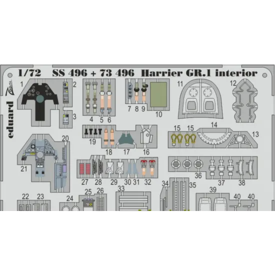 PHOTO-ETCHED SET 1/72 HARRIER GR.1 S.A., FOR AIRFIX KIT 1/72 EDUARD EDU-73496