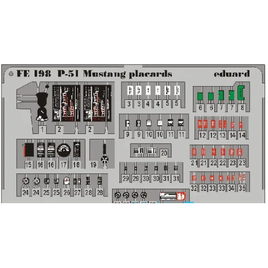 PHOTO-ETCHED SET 1/48 P-51 NAMEPLATES, MARKING 1/48 EDUARD FE198