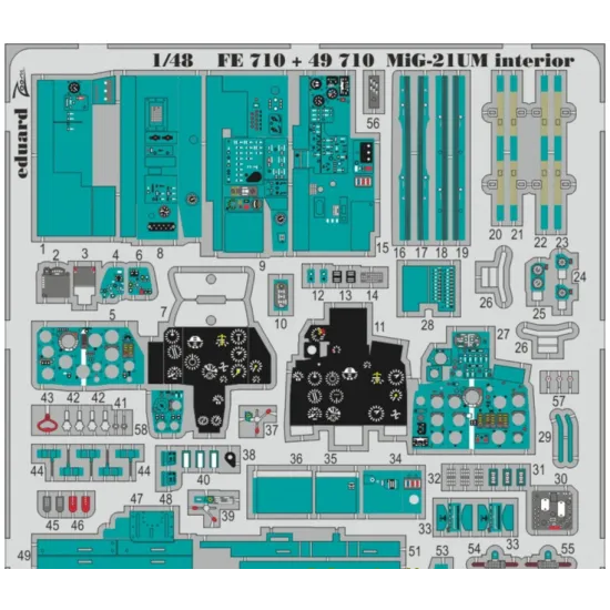 PHOTO-ETCHED SET 1/48 MIG-21UM INTERIOR S.A., FOR TRUMPETER KIT 1/48 EDUARD FE710