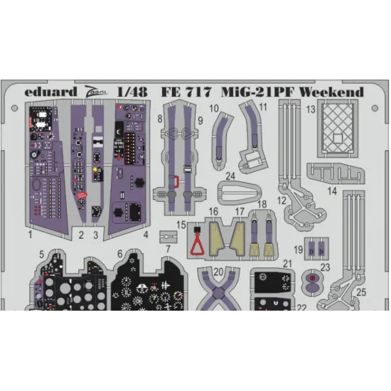 PHOTO-ETCHED SET 1/48 MIG-21PF WEEKEND EDITION, FOR EDUARD KIT 1/48 EDUARD FE717 PHOTO-ETCHED SET 1/48 MIG-21PF WEEKEND EDITION, FOR EDUARD KIT 1/48 EDUARD FE717
