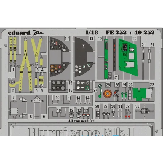 PHOTO-ETCHED SET 1/48 HURRICANE MK.I 1/48 EDUARD FE252