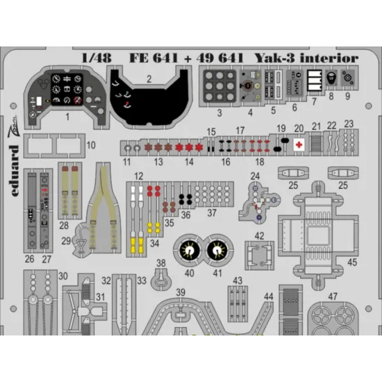 PHOTOETCHED SET 1/48 YAK-3 (SELF ADHESIVE), FOR ZVEZDA KIT 1/48 EDUARD 49641