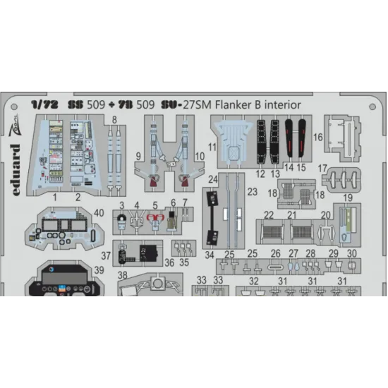 PHOTOETCHED SET 1/72 SU-27SM FLANKER B (SELF ADHESIVE) 1/72 EDUARD EDU-73509