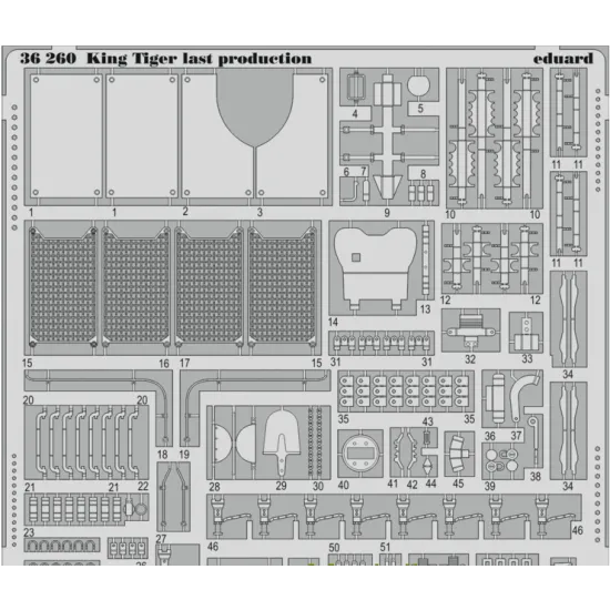 PHOTO-ETCHED SET 1/35 KING TIGER, LAST PRODUCTION, FOR ACADEMY KIT 1/35 EDUARD 36260