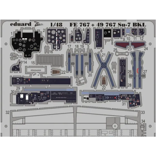 PHOTO-ETCHED SET 1/48 SU-7, FOR SMER KIT 1/48 EDUARD FE767