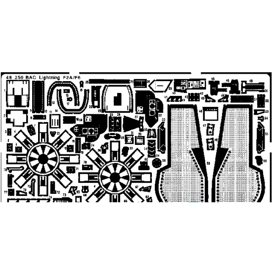 PHOTO-ETCHED SET BAC LIGHTNING F-2/6, FOR AIRFIX KIT 1/48 EDUARD 48250