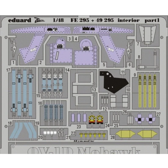 PHOTO-ETCHED SET OV-1D MOHAWK INTERIOR, FOR RODEN KIT 1/48 EDUARD 49295