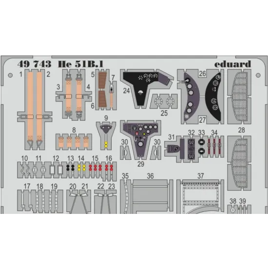 PHOTO-ETCHED SET HE 51B.1, FOR RODEN KIT 1/48 EDUARD 49743