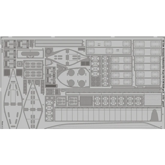 PHOTO-ETCHED SET GERMAN SUBMARINE TYPE IX C/40 HULL PT. 2, FOR REVELL KIT 1/72 EDUARD EDU-53159