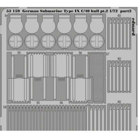 PHOTO-ETCHED SET GERMAN SUBMARINE TYPE IX C/40 HULL PT. 2, FOR REVELL KIT 1/72 EDUARD EDU-53159