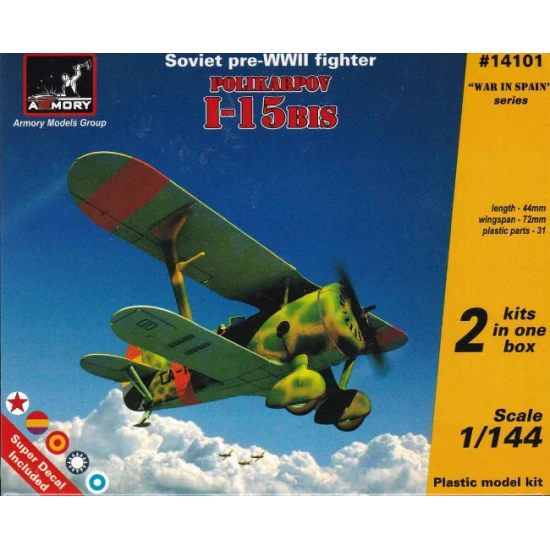 POLIKARPOV I-15BIS SOVIET PRE-WWII FIGHTER 1/144 ARMORY 14101