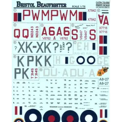 DECAL 1/72 ODDS BRISTOL BEAUFIGNTER 1/72 PRINT SCALE 72-082