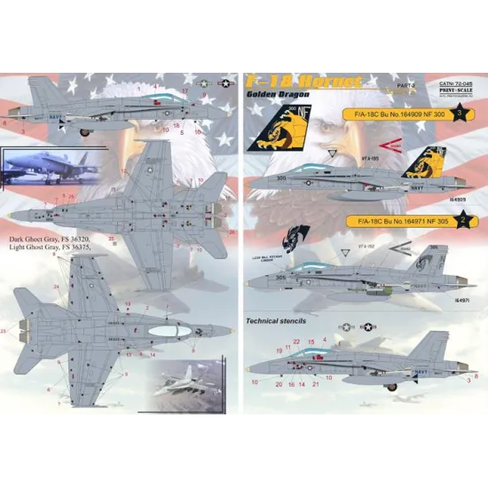 DECAL 1/72 FOR F-18 HORNET, PART 2 1/72 PRINT SCALE 72-045