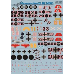DECAL 1/72 FOR MESSERSCHMITT 109-D 1/72 PRINT SCALE 72-032