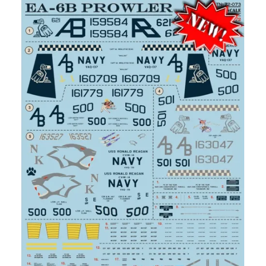 DECAL 1/72 FOR EA-6B PROWLER 1/72 PRINT SCALE 72-073