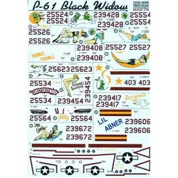 DECAL 1/72 FOR P-61 BLACK WIDOW 1/72 PRINT SCALE 72-036