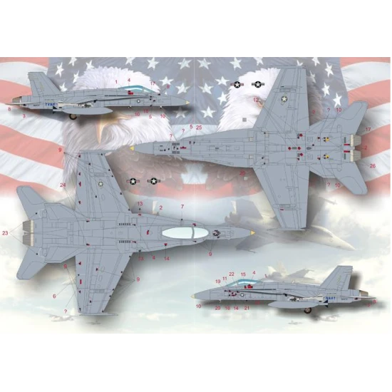 DECAL 1/72 FOR F-18 HORNET, PART 1 1/72 PRINT SCALE 72-044