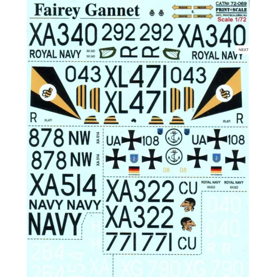 DECAL 1/72 FOR FAIREY GANNET 1/72 PRINT SCALE 72-069