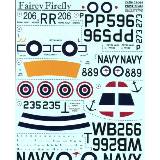 DECAL 1/72 FOR FARIEY FIREFLY 1/72 PRINT SCALE 72-086