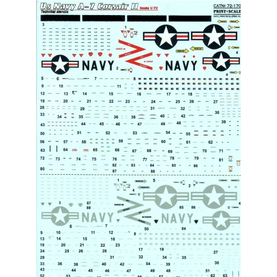 DECAL FOR A-7 CORSAIR II, PART-1 1/72 PRINT SCALE 72-160