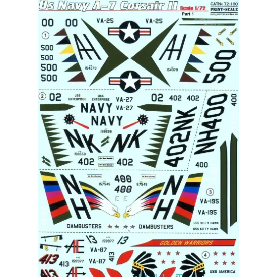 DECAL FOR A-7 CORSAIR II, PART-1 1/72 PRINT SCALE 72-160