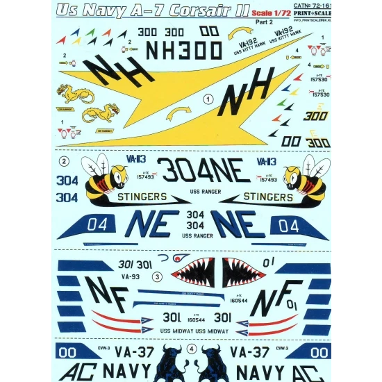 DECAL FOR A-7 CORSAIR II, PART-2 1/72 PRINT SCALE 72-161