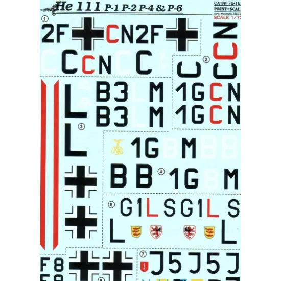 DECAL FOR HEINKEL HE-111 1/72 PRINT SCALE 72-163