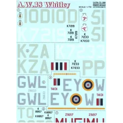 DECAL FOR ARMSTRONG WHITWORTH A.W.38 WHITLEY 1/72 PRINT SCALE 72-099