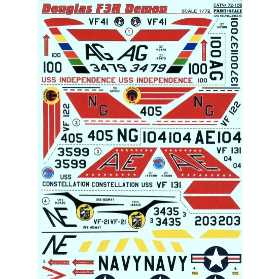DECAL 1/72 FOR MCDONNELL F-3 DEMON 1/72 PRINT SCALE 72-105