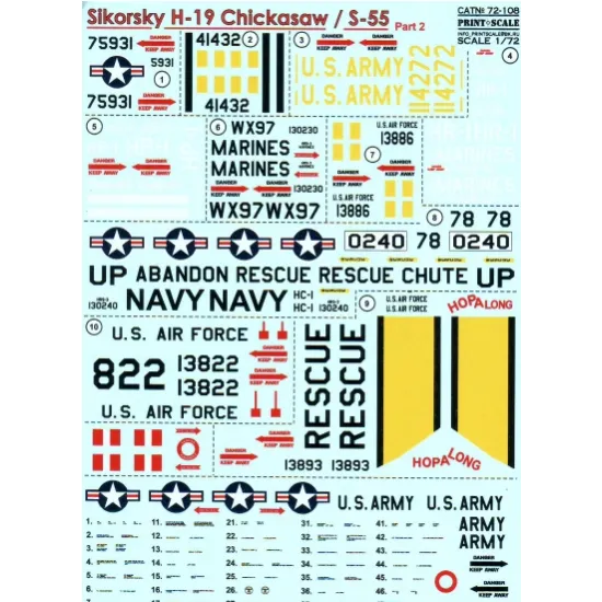 DECAL 1/72 FOR SIKORSKY H-19, PART 2 1/72 PRINT SCALE 72-108