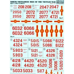 DECAL 1/72 FOR NORTH VIETNAMESE MIGS OF THE VIETNAM WAR 1/72 PRINT SCALE 72-116