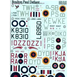 DECAL 1/72 FOR BOULTON PAUL DEFIANT 1/72 PRINT SCALE 72-120