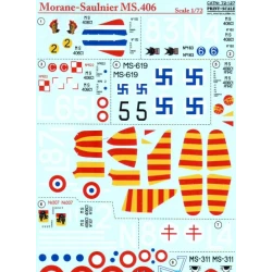DECAL 1/72 FOR MORANE-SAULNIER MS.406 1/72 PRINT SCALE 72-127